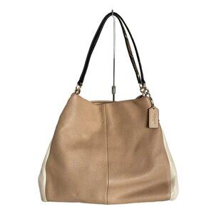 COACH Phoebe Shoulder Bag Beige Cream Leather - Shoulder Bag